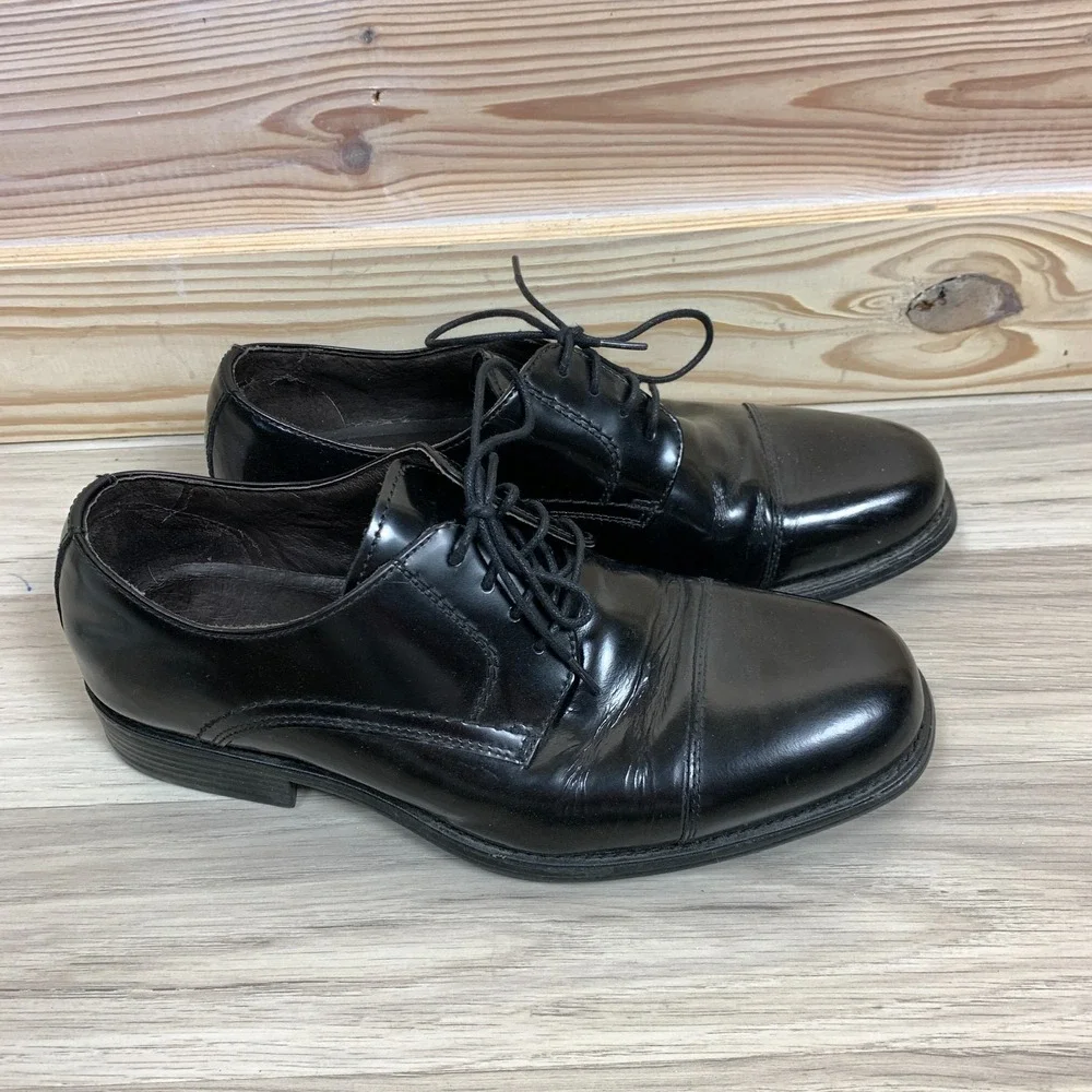 Johnston & Murphy Derby Shoes Mens 8M Black Cap Toe‎ Leather Dress Shoes Oxford